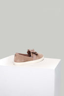 Beige Women's Leather Shoes with Bow | Derimod