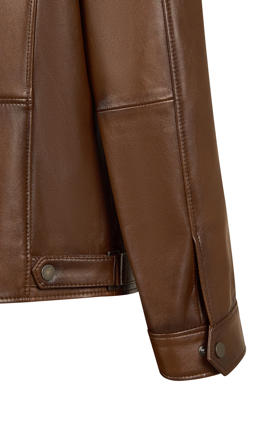 Christ Male Brown Mandarin Collar Leather Jacket