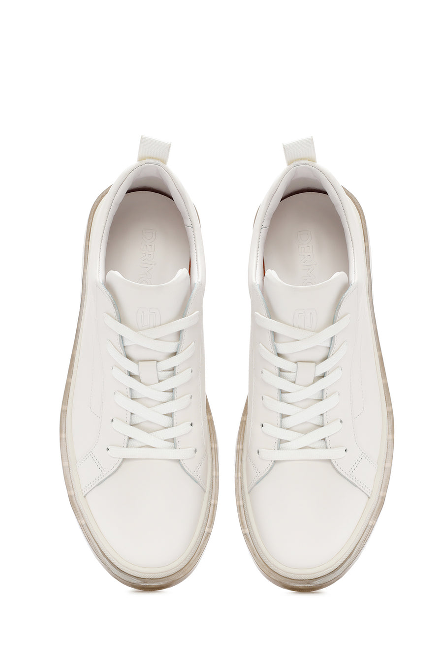 Men's White Lace-up Leather Sneaker