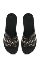 Women's Black Stone Slippers | Derimod