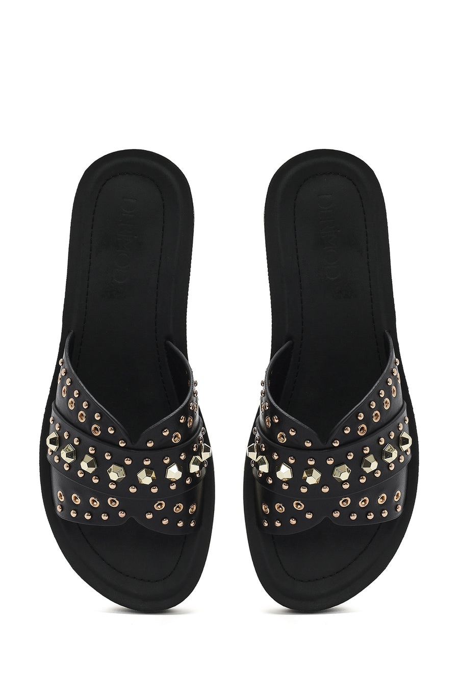 Women's Black Stone Slippers