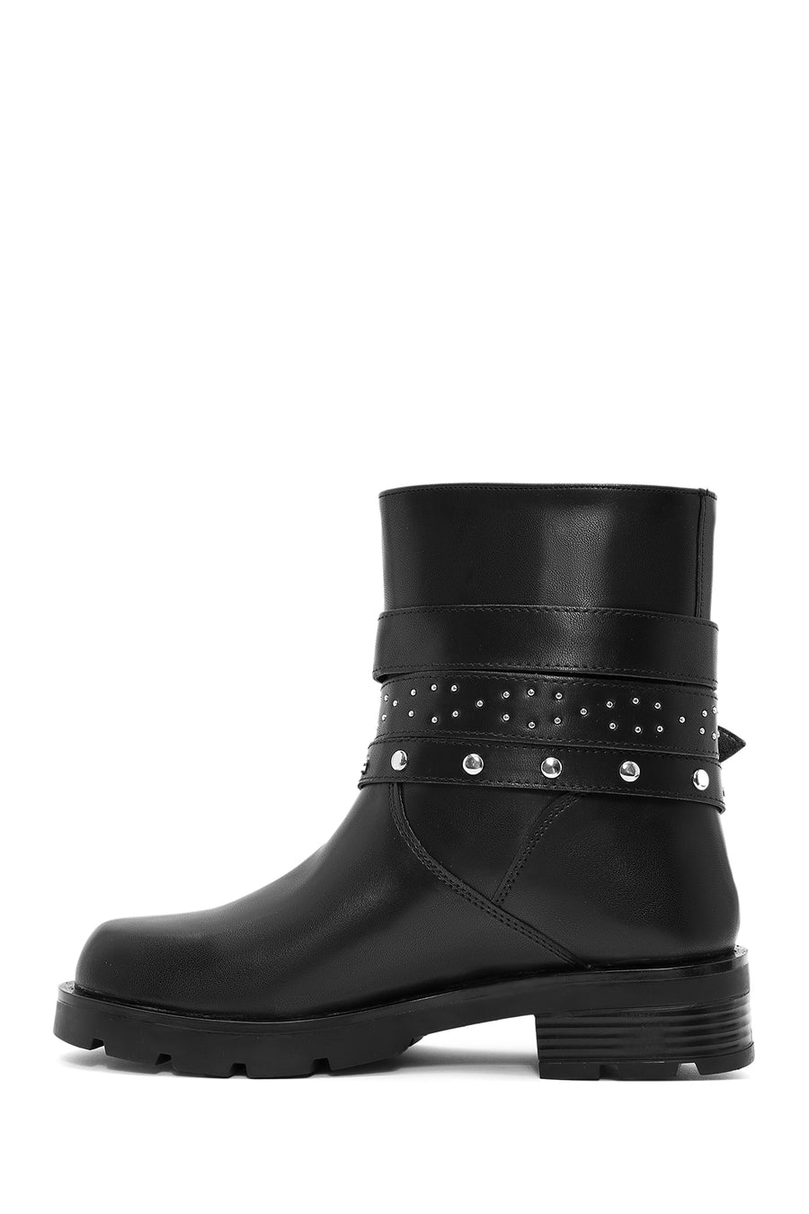 Women's Black Buckle Detailed Boots