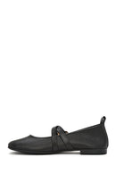 Women's Black Buckle Leather Ballerinas | Derimod