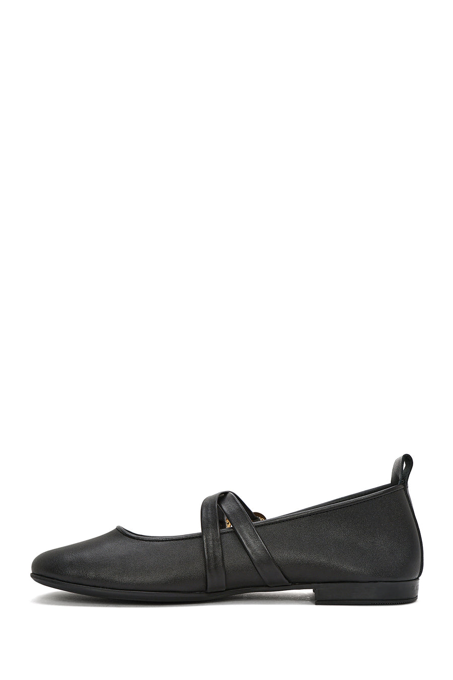 Women's Black Buckle Leather Ballerinas