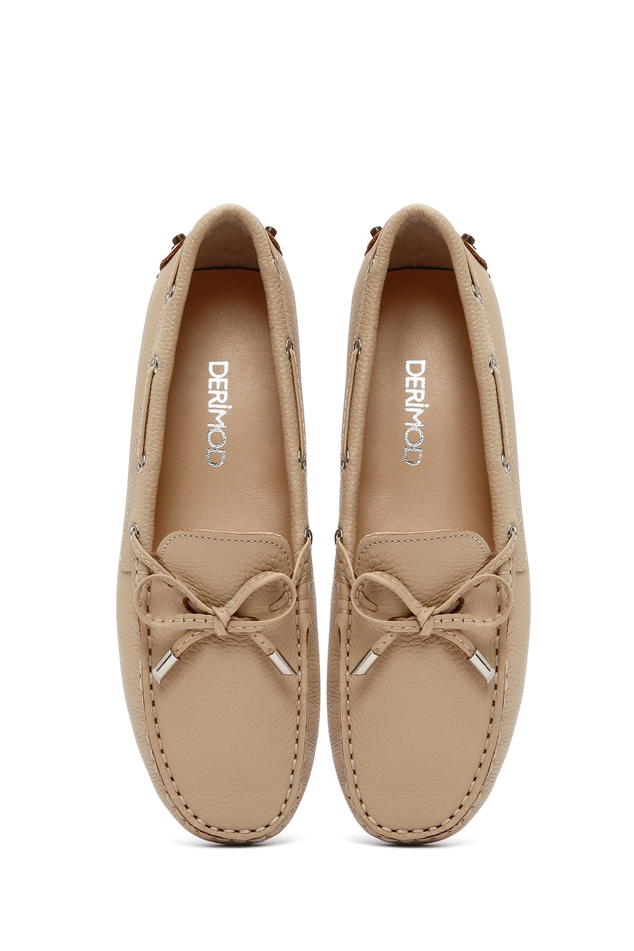 Women's Beige Bow Leather Loafer