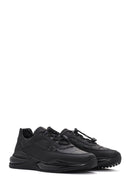 Men's Black Lace-up Thick-Sole Leather Sneaker | Derimod