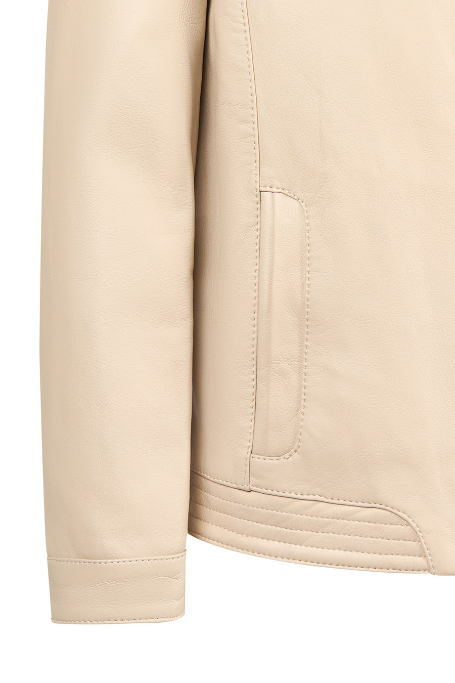 Oscar Male Beige Zip-Up Leather Jacket