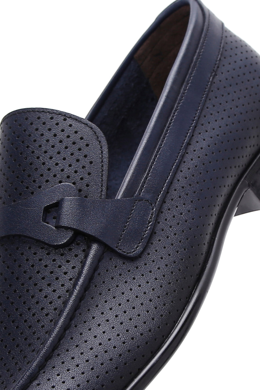 Erkek Lacivert Deri Baskılı Klasik Loafer