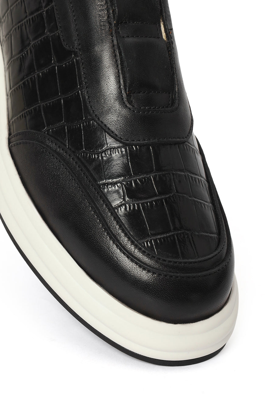Male Black Patterned Leather Sneaker
