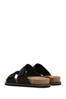 Men's Black Nubuck Leather Slippers | Derimod