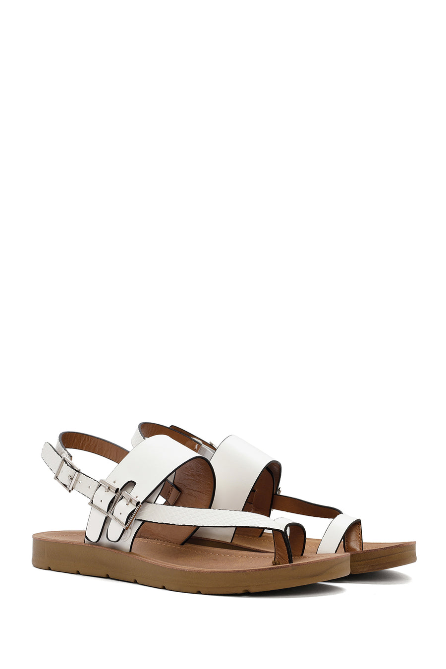 Women's White Ankle Strap Flip Flops Sandals