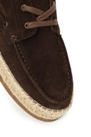 Erkek Kahverengi Bağcıklı Süet Deri Espadril | Derimod