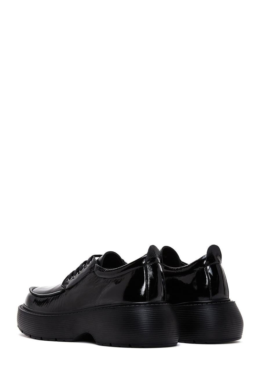 Women's Black Patent Leather Thick Soled Shoes