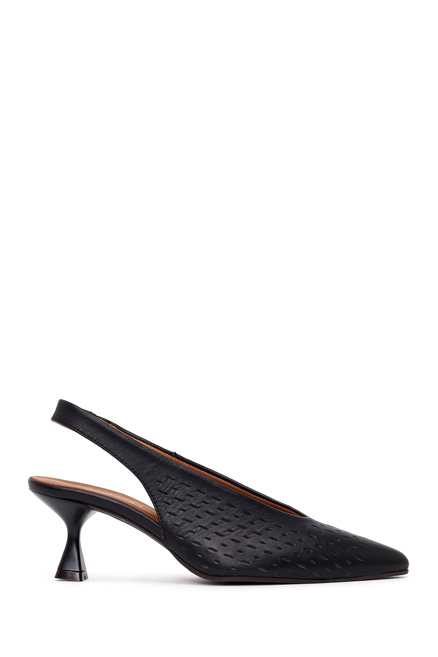 Woman Black Backless Low-Heeled Leather Shoes 26PFD230318 | Derimod