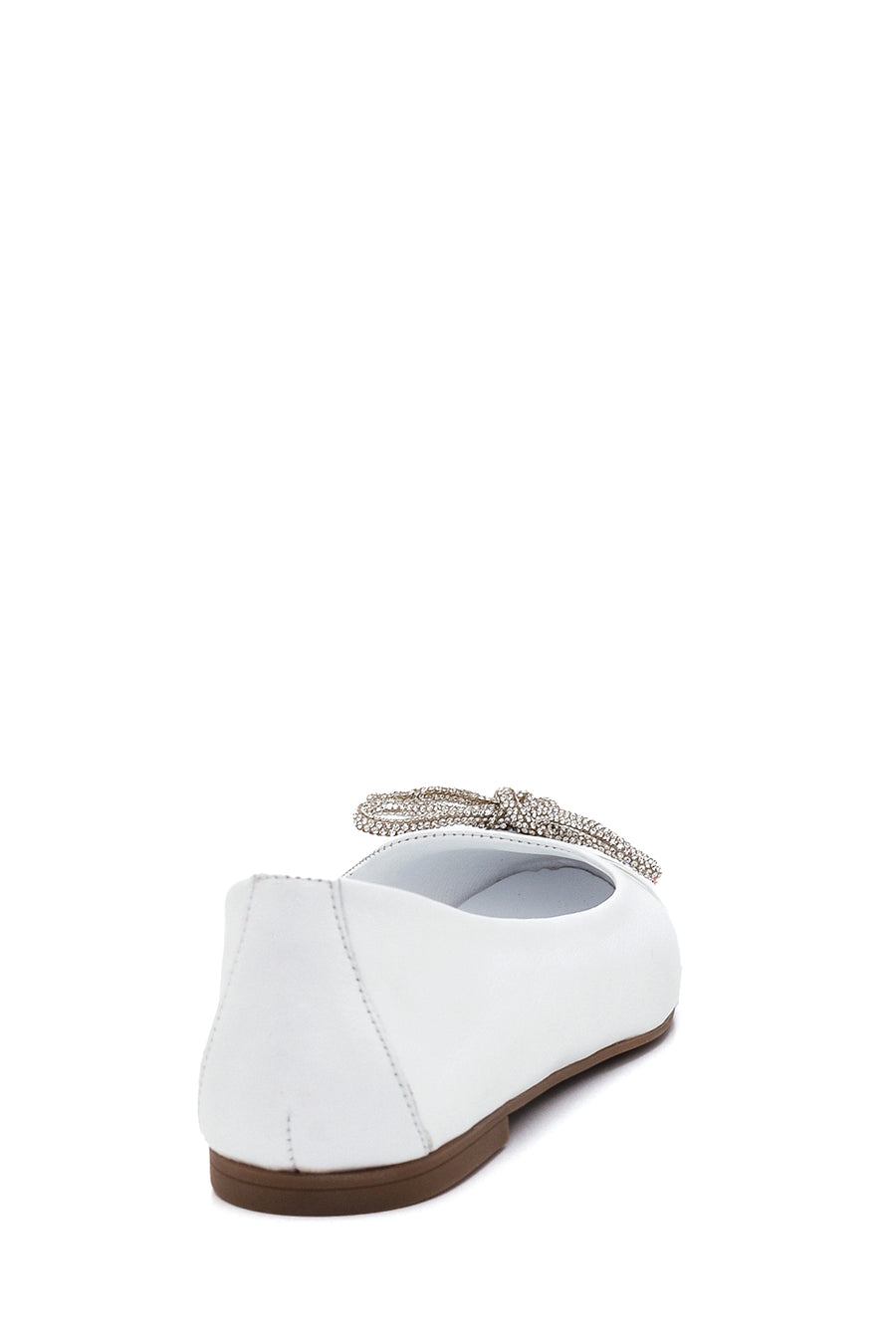 Women's White Leather Bow Ballerina Ballet