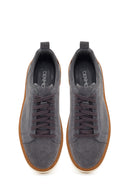 Erkek Gri Bağcıklı Kalın Tabanlı Süet Deri Sneaker | Derimod