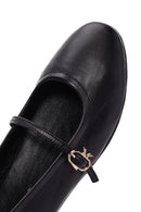 Women's Black Banded Leather Ballerinas | Derimod