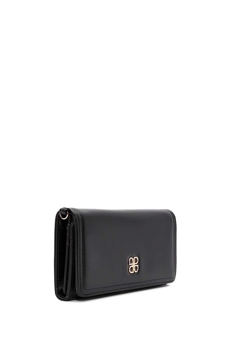 Women's Black Wallet with Strap Detail