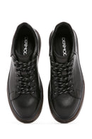 Men's Black Thick Sole Lace Up Leather Sneaker | Derimod