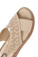 Women's Beige Ankle Strap Leather Sandals | Derimod