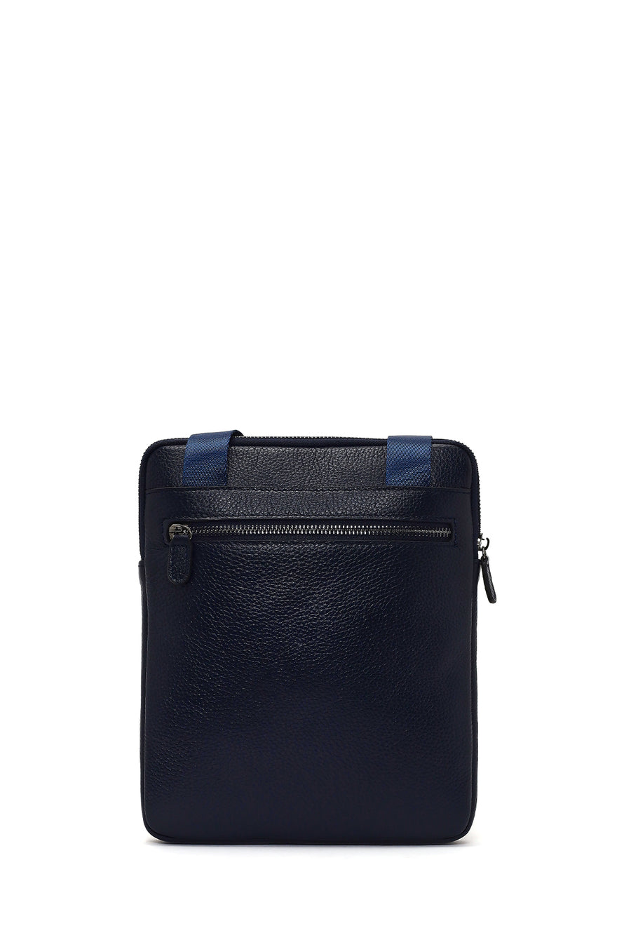 Men's Navy Blue Long Strap Leather Shoulder Bag