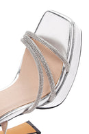 Kadın Gümüş Taşlı Platform Topuklu Sandalet | Derimod