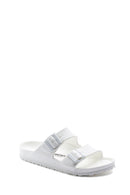 Birkenstock Women's White Leather Double Buckle Arizona Eva Slippers | Derimod