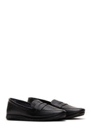 Women's Black Leather Comfort Loafer | Derimod