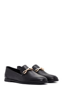 Women's Black Buckle Leather Loafer | Derimod