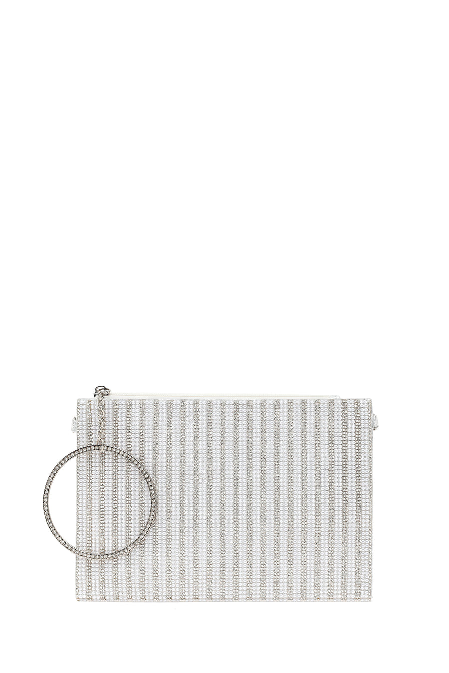 Woman Silver Chain-Strap Stone-Embellished Evening Bag