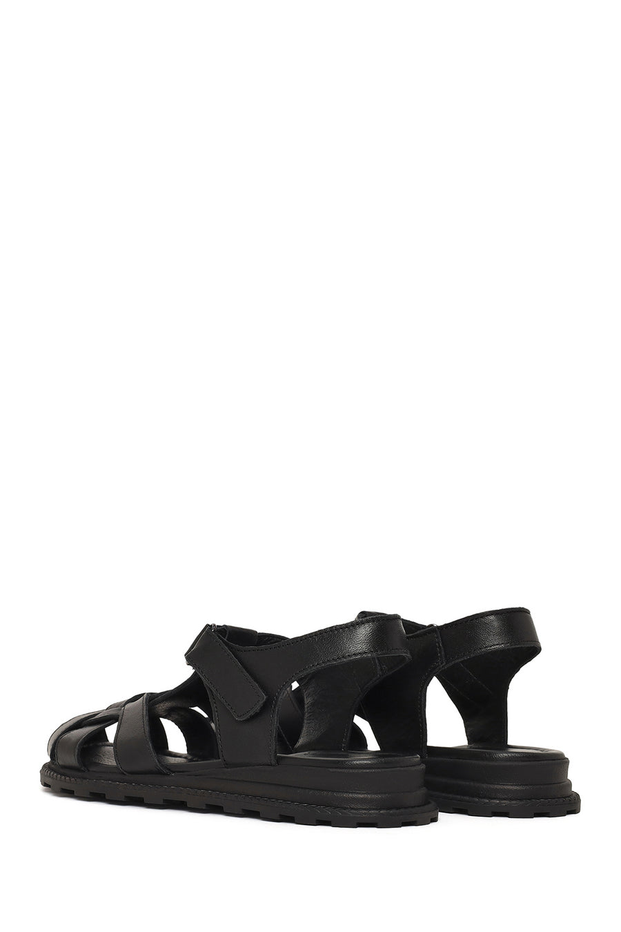 Women's Black Strappy Leather Sandals