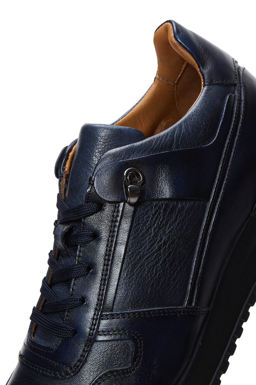 Erkek Lacivert Deri Sneaker