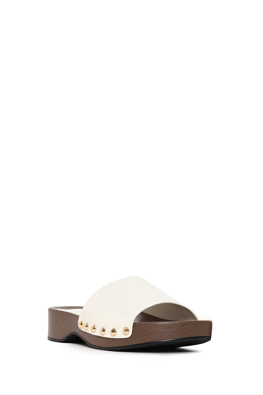 Woman Cream Thick-Soled Patent Leather Slipper