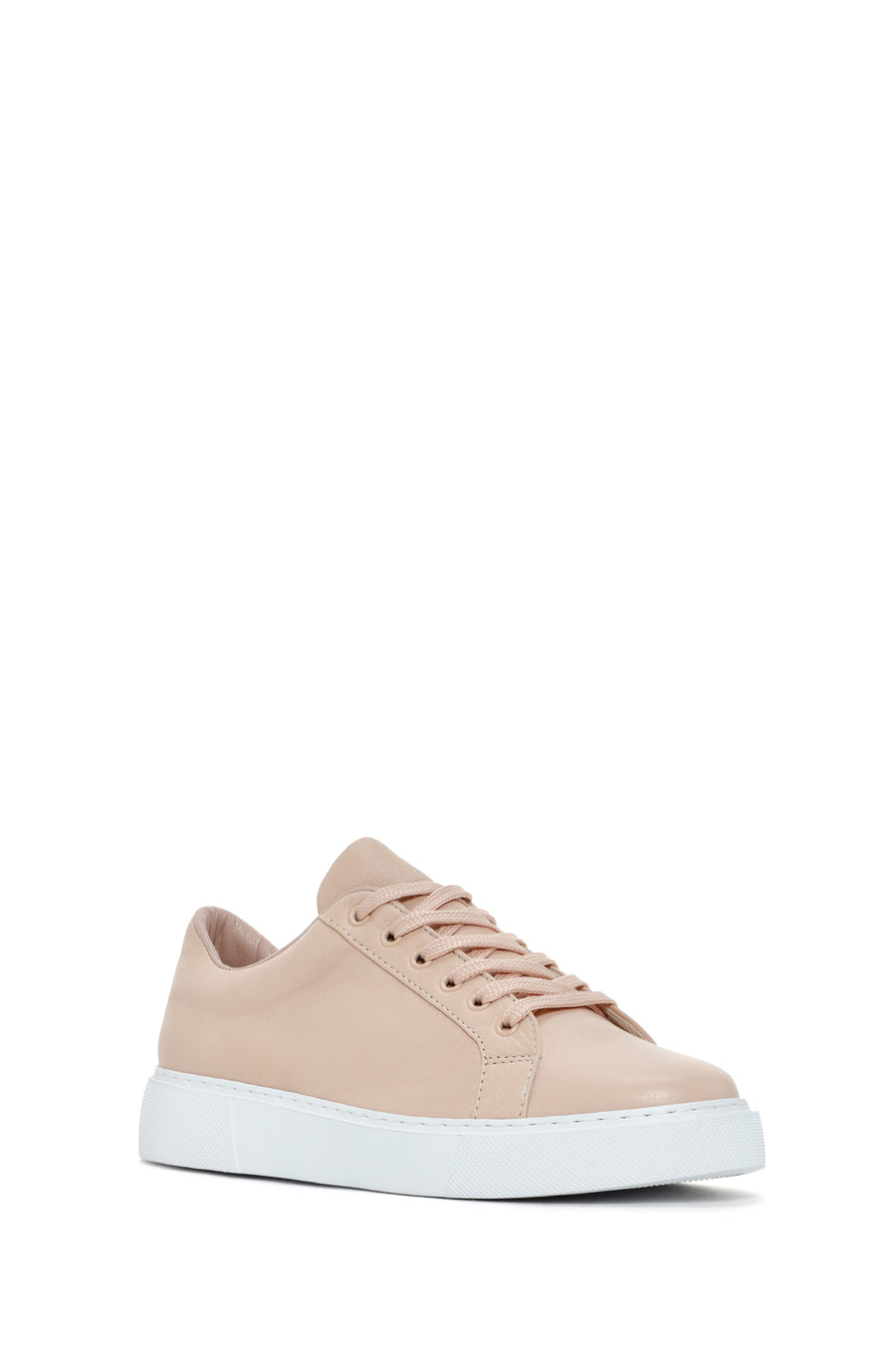 Kadın Pudra Bağcıklı Deri Sneaker