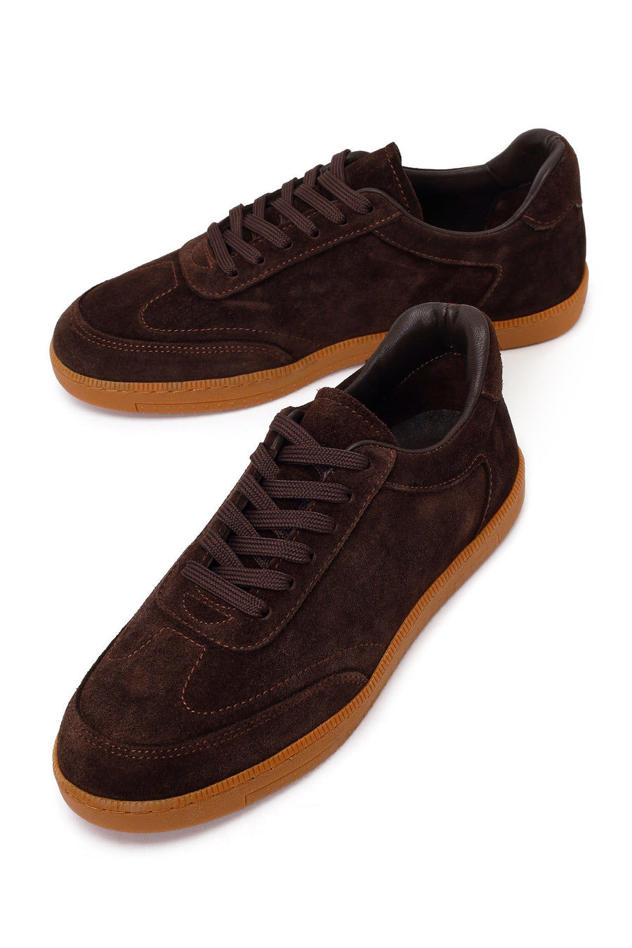 Erkek Kahverengi Bağcıklı Süet Deri Sneaker