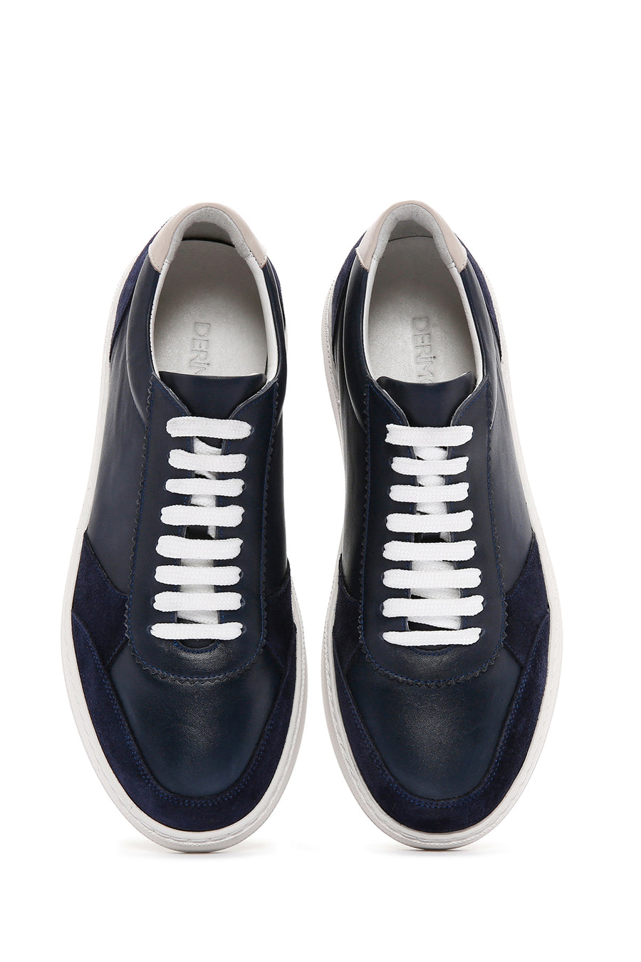 Men's Navy Blue Lace-Up Leather Sneaker