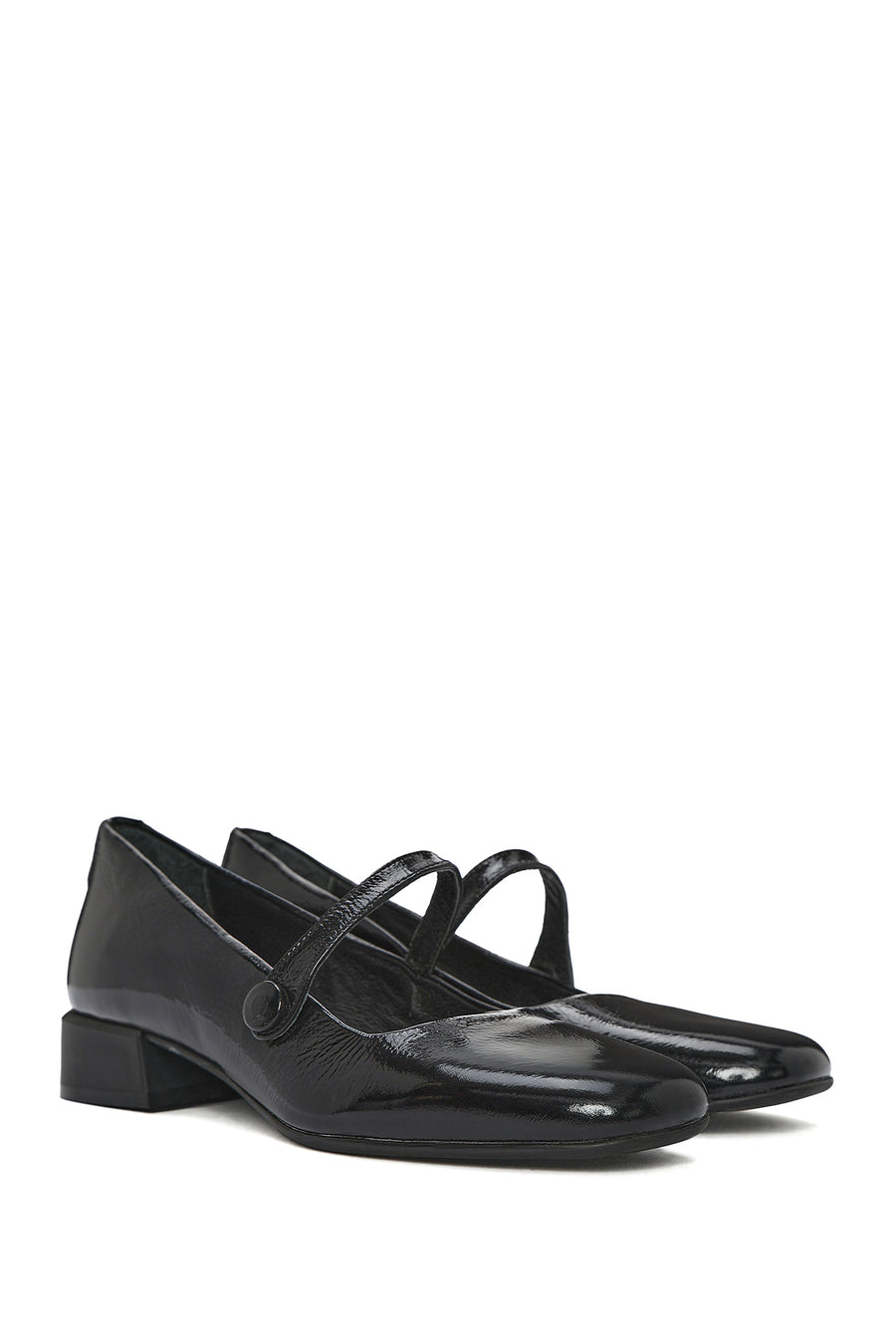 Women's Black Low Heel Patent Leather Ballerinas