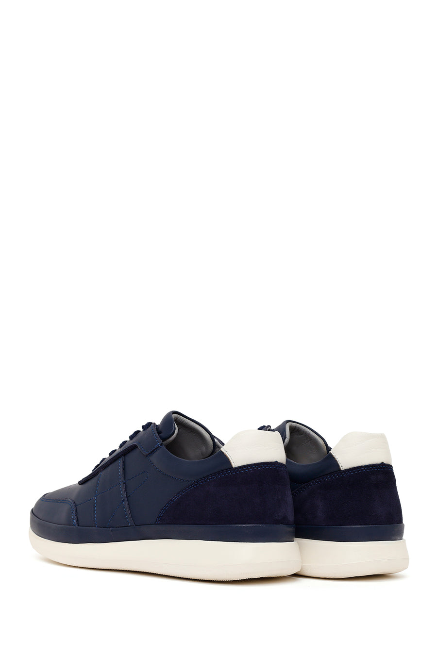 Male Navy Lace-up Leather Casual Sneaker
