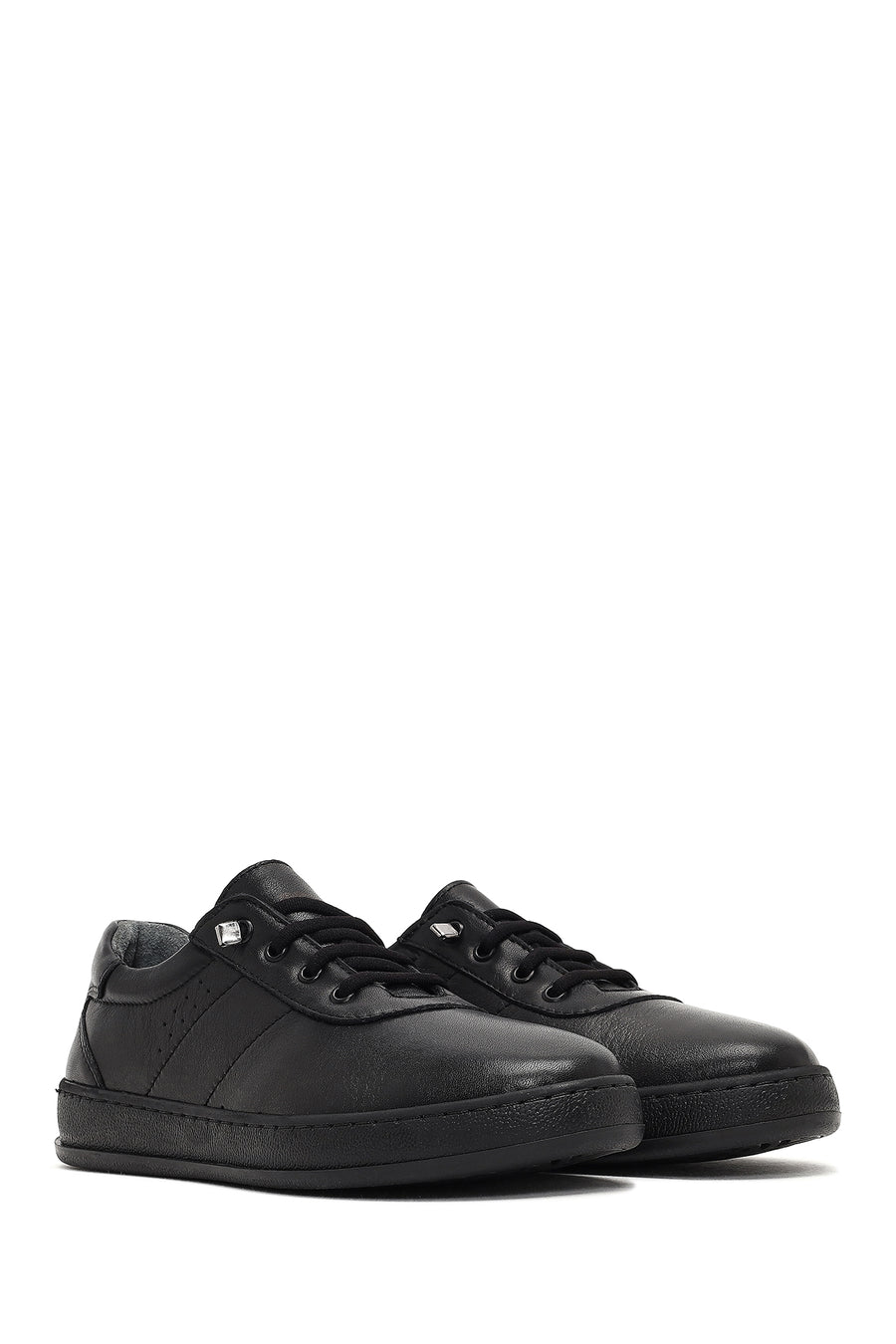 Woman Black Lace-Up Leather Comfort Shoes