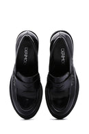 Women's Black Patent Leather Heeled Loafer | Derimod