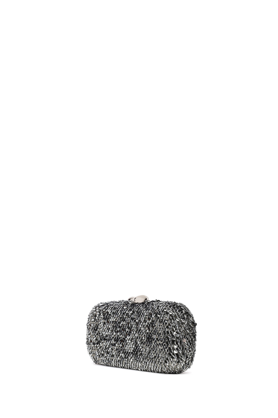 Woman Silver Chain Strap Sequin Mini Box Evening Bag