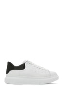 Men's White Lace-up Thick-Sole Leather Sneaker | Derimod