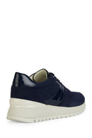 Geox Women's Navy Blue Desya Lace-Up Leather Sneaker | Derimod