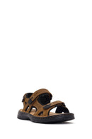Men's Brown Double Strap Leather Sandals | Derimod
