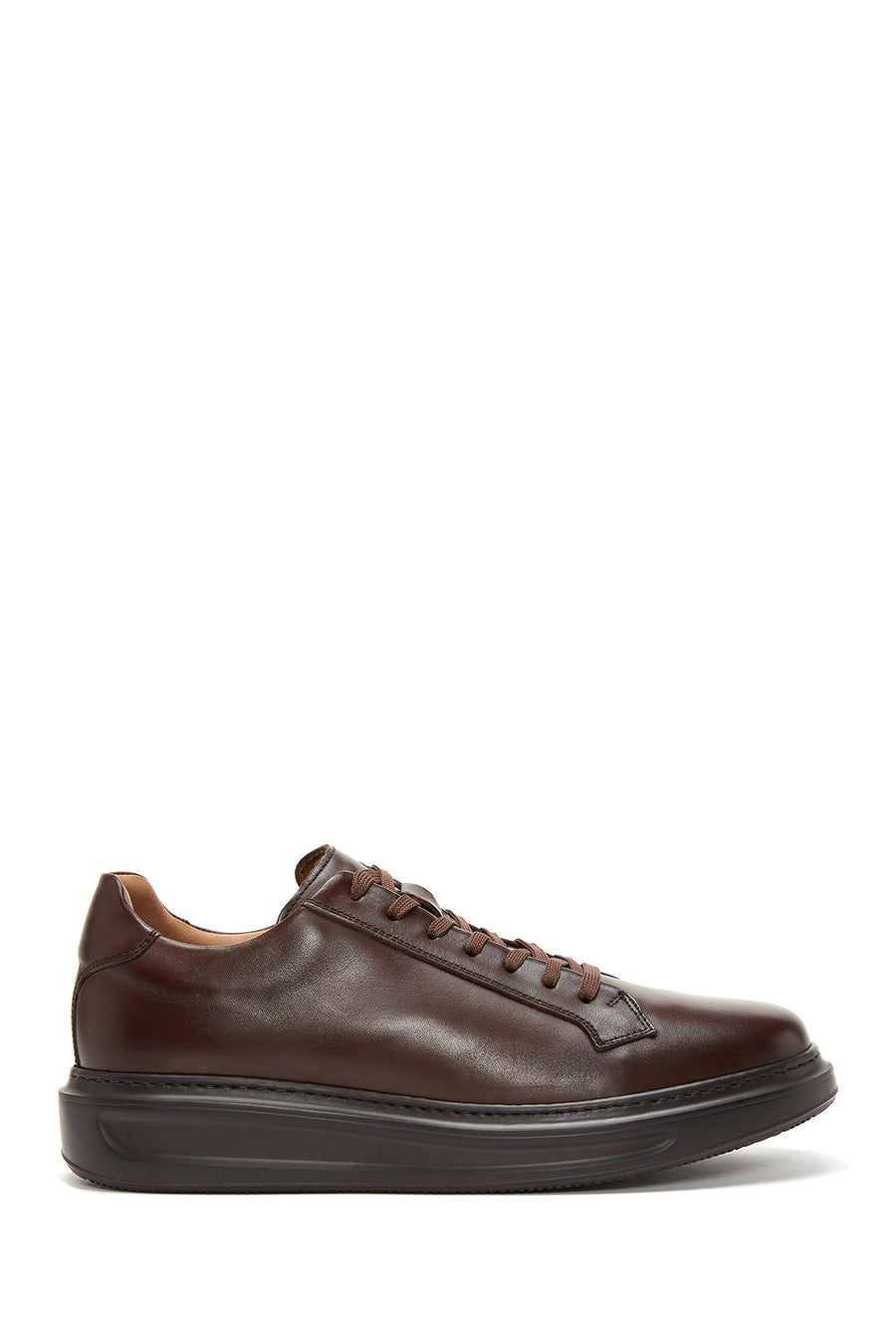Erkek Kahverengi Deri Kalın Tabanlı Sneaker 22WFD610718 | Derimod