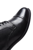 Men's Black Leather Patterned Classic Shoes | Derimod