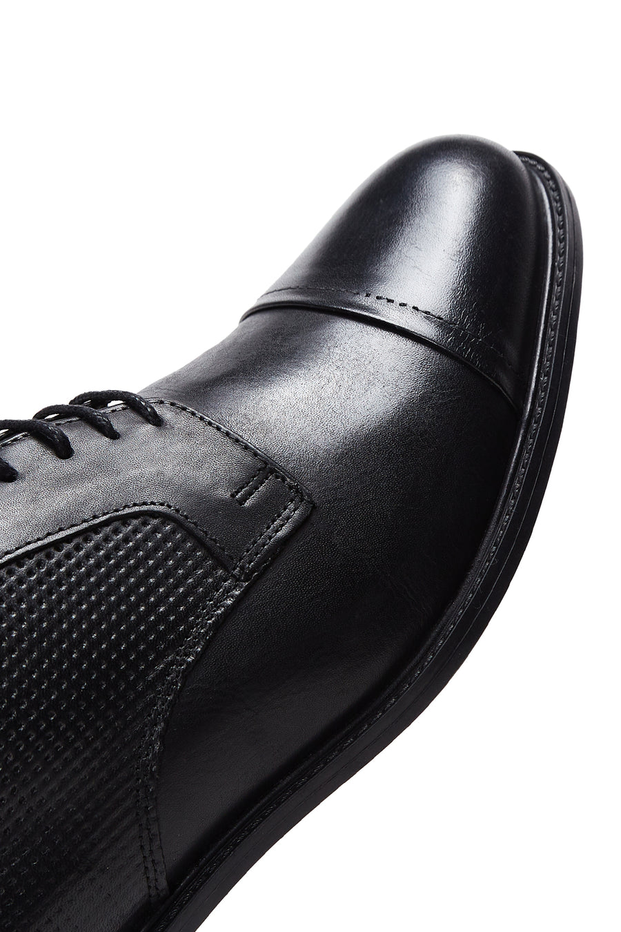 Men's Black Leather Patterned Classic Shoes