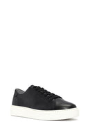 Men's Black Lace-up Thick-Sole Leather Sneaker | Derimod