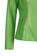Lydia Woman Green Short Leather Jacket | Derimod