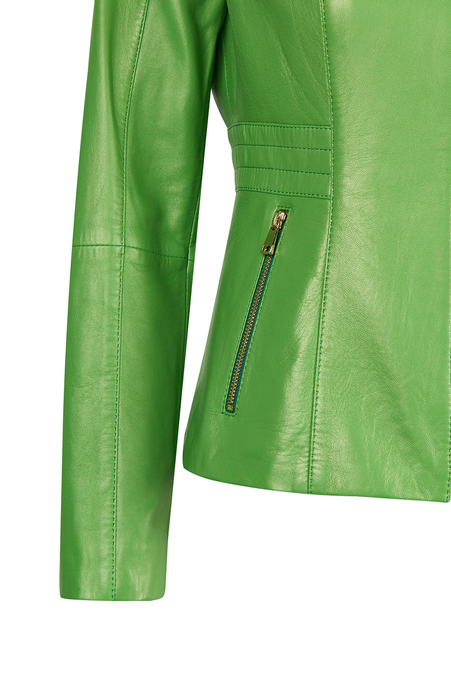 Lydia Woman Green Short Leather Jacket